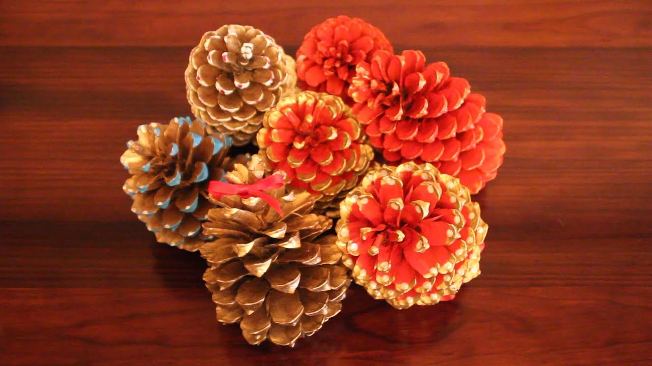 diy painting pinecones for