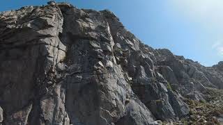 Rock climbing at commando ridge ,Bosigran ridge Cornwall aerial footage