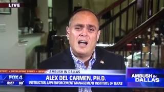 Dr. Alex del Carmen discussing the downtown Dallas shooting