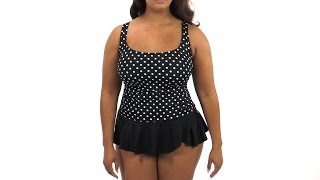 Longitude Basic Dot Plus Size Peplum Tank One Piece Swimoutlet
