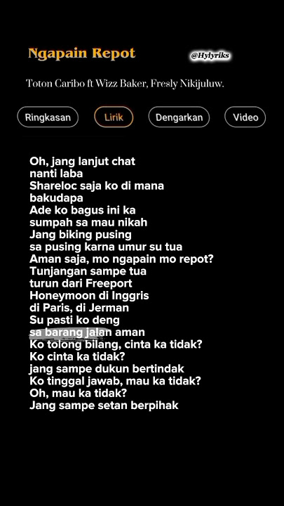 Lagu Timur Ngapain Repot  -  Toton Caribo 🎶 #lyrics #laguviral
