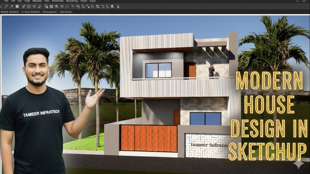 SketchUp Tutorial Modern Villa House Design Tutorial|SketchUp Complete ...