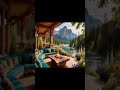 Cozy Log Fire Pit Cabin Cottage  In The Forest With Water Nature Sounds Sleep relaxing Meditation