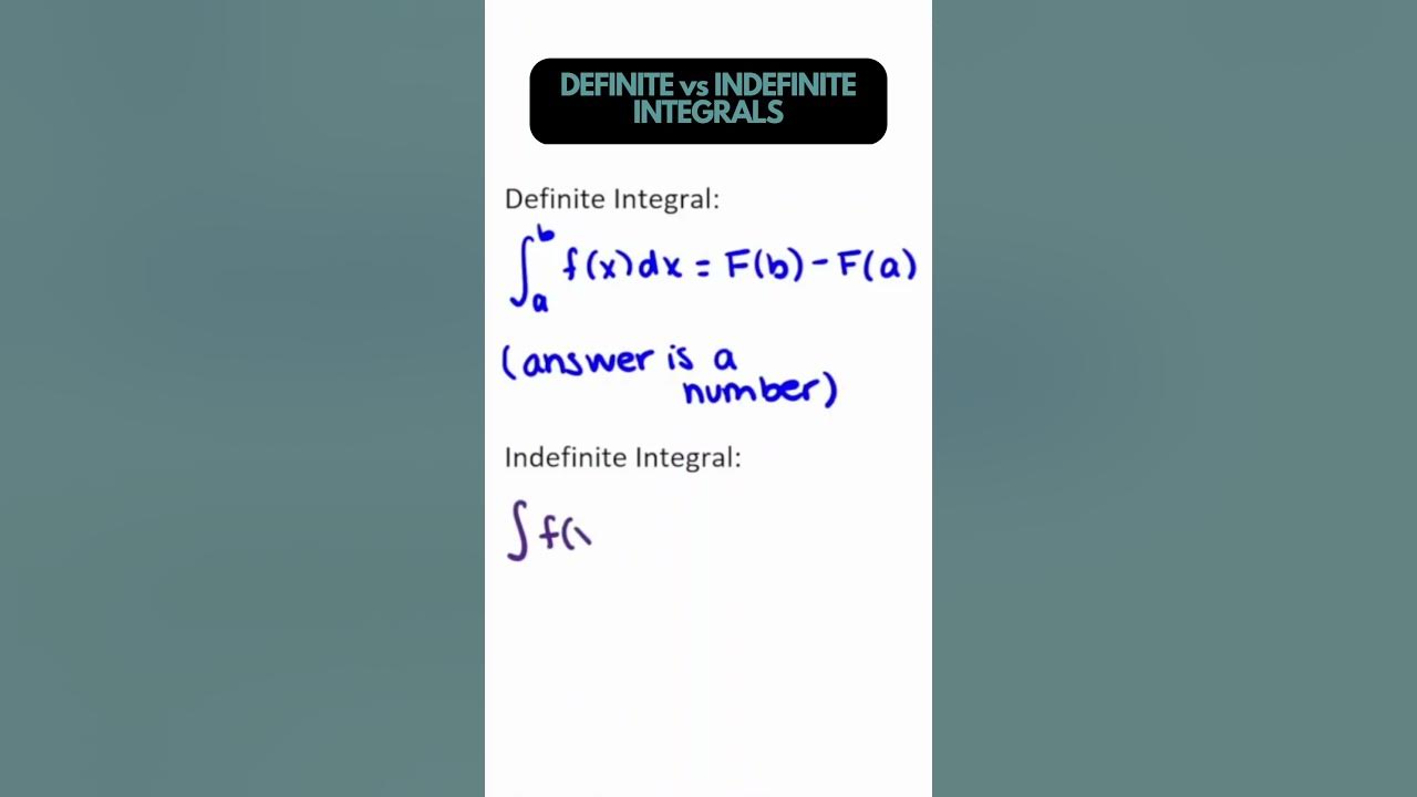 Definite vs indefinite integrals youtube