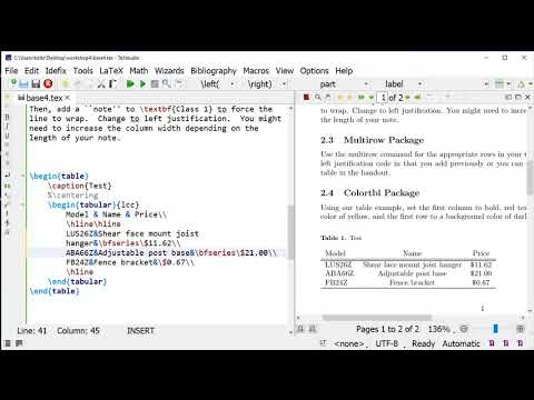 Using the Array Package to Format Table Columns in LaTeX