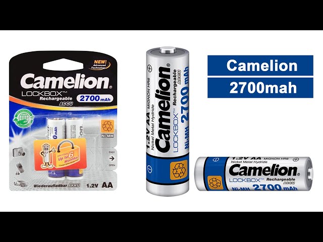 High Capacity NiMh Rechargeable Camelion AA 2700mAh Cells Batteries Pack of 2 for Toys, shavers etc