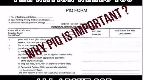 SSB PIQ FORM : WHY PIQ IS IMPORTANT ? VIDEO PART 2| By Sagarika Singh