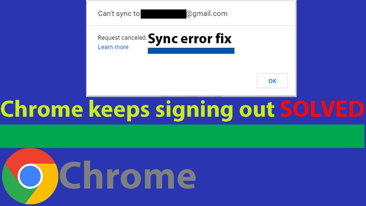 google chrome sign in and sync fails
