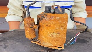 Old Rusty Air Conditioner Compressor Restoration // Restored Air Conditioner Compressor to New