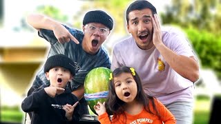 Watermelon Vs. 1000 Rubberbands!! with Michael and Jonathan | Nick and Sienna