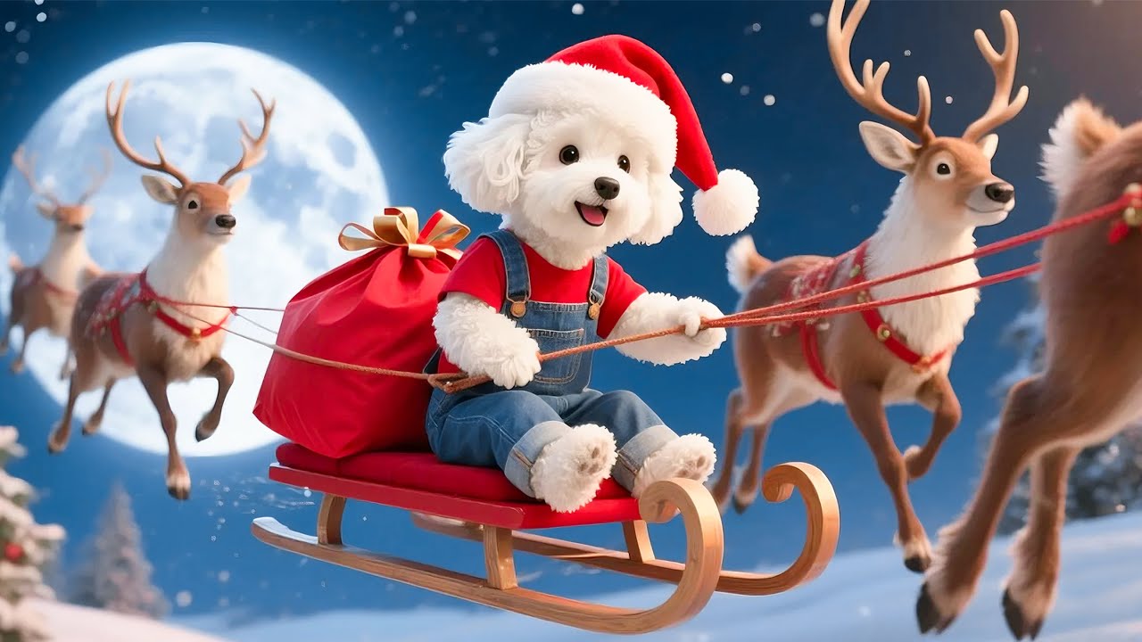 착한 강아지는 순록에게 먹이를 주고 산타클로스와 함께 선물을 나누어 주게 된다