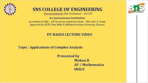 DT Based  Video | Complex Analysis and Laplace Transforms | SNS Institutions
