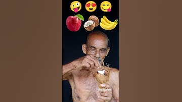Thumbnail of Grandpa 🇮🇳 👴 Eating Emoji🤪 Apple 🍎 Coconut 🥥 Banana 🍌 3 Emoji 😜#shorts #ytshorts #challenge