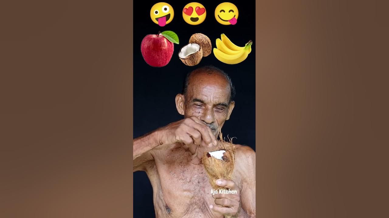 Grandpa 🇮🇳 👴 Eating Emoji🤪 Apple 🍎 Coconut 🥥 Banana 🍌 3 Emoji 😜#shorts #ytshorts #challenge