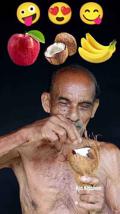 Grandpa 🇮🇳 👴 Eating Emoji🤪 Apple 🍎 Coconut 🥥 Banana 🍌 3 Emoji 😜#shorts #ytshorts #challenge