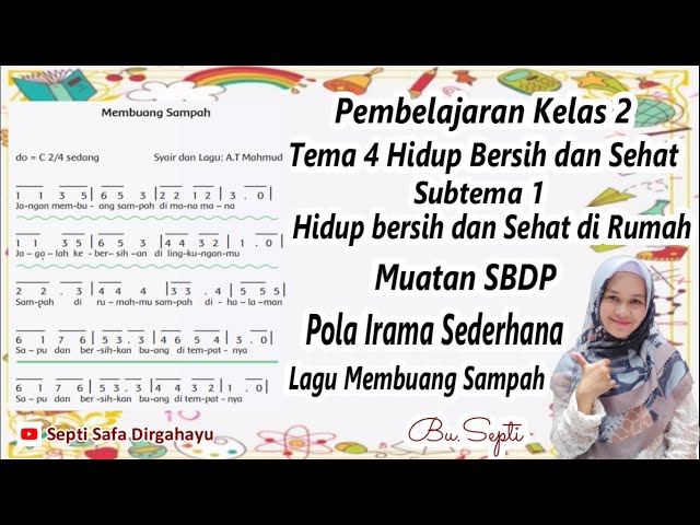 Lagu Membuang Sampah Kelas 2 Tema 4 Subtema 1 Muatan SBDP Pola Irama Sederhana class=