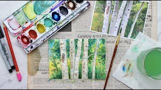 Easy How to Paint Aspen Trees in Watercolor HS