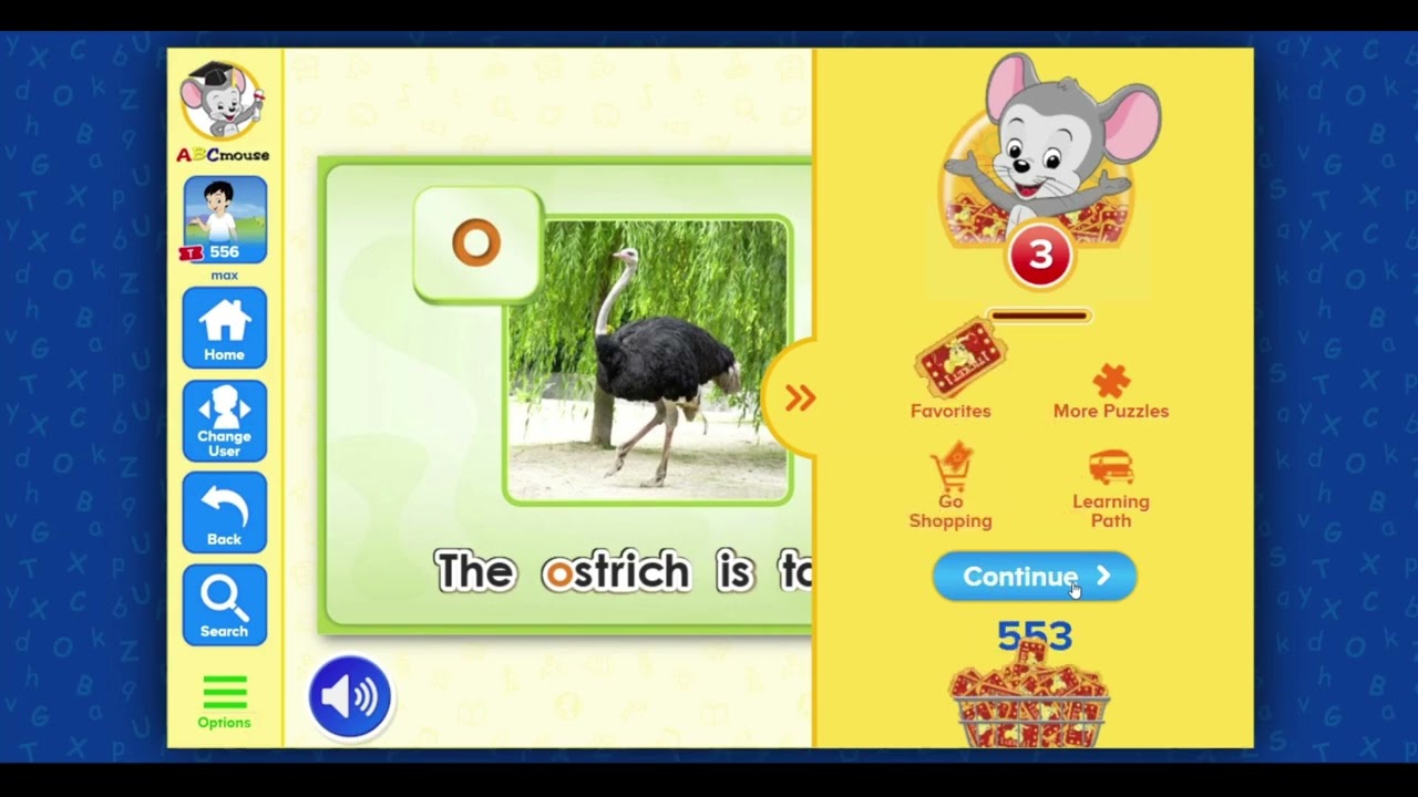 043 ABC Mouse -Sentence Puzzle- Letter O Ostrich- Letter O on the