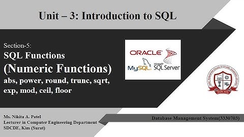 SQL Functions (Numeric Functions) | Unit-3 | Lecture-9