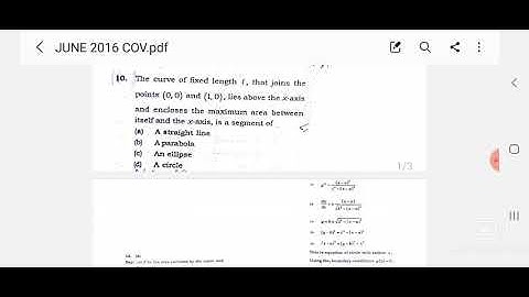 CSIR NET JUNE 2016 CALCULUS OF VARIATION QUESTIONS SOLUTION