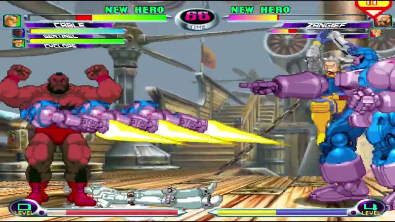 Marvel vs. Capcom 2 - Cable, Sentinel, Cyclops vs. Zangief, Guile, Jin