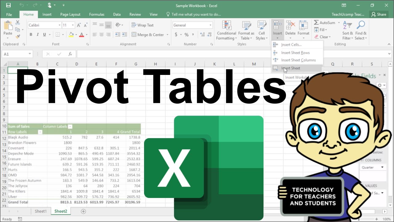 Advanced Excel Creating Pivot Tables