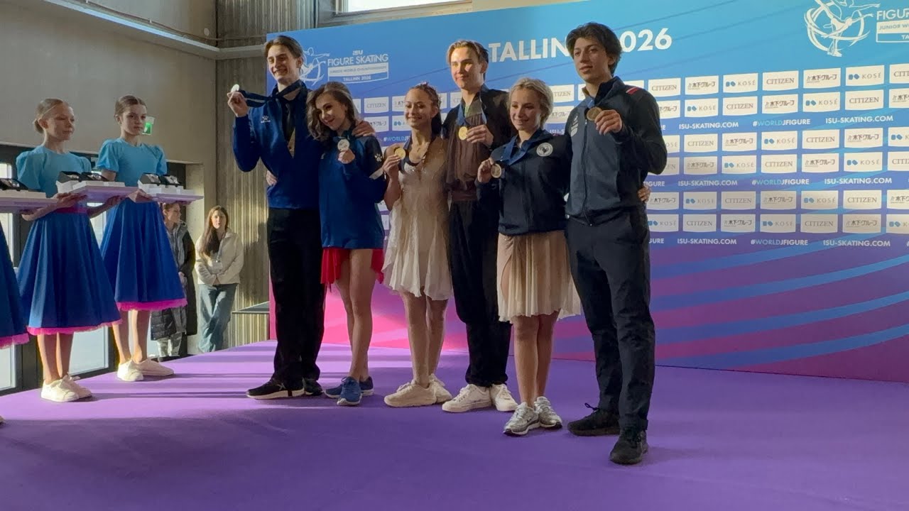 2026 Junior Worlds ice dance free dance small medal ceremony Tallinn, EST 07/03/2026