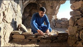 Building a Secret Stone Cave Into a Mountain From Scratch | Primitive living | Bushcraft survival