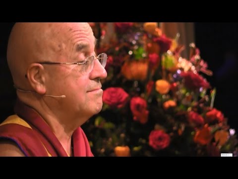 Matthieu Ricard leads a group meditation
