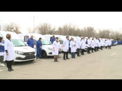 40 новых машин скорой помощи передали медучреждениям Жамбылской области