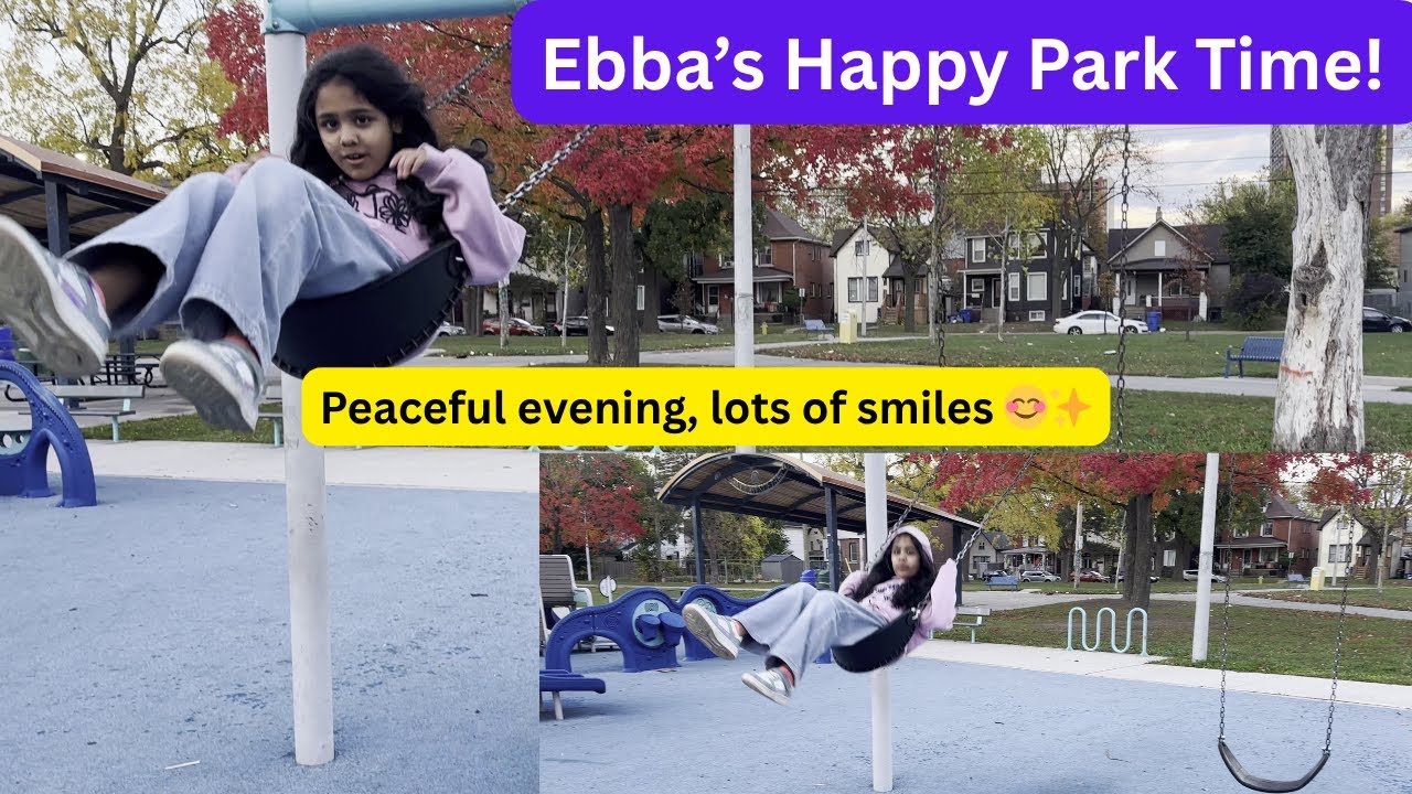 🌻 Ebbatime Park Adventures! 🌳✨ | Ebba’s Peaceful Evening Walk 🚶‍♀️💛 | Fun on the Swing Again 🎠