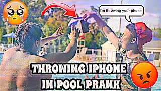 THROWING MY FRIEND’S IPHONE 11 PRO IN THE POOL !!! * I GOT MY REVENGE🤬*
