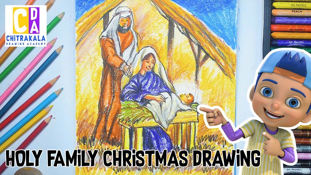 Holy Family Christmas Drawing II  Christmas scenery drawing 2018