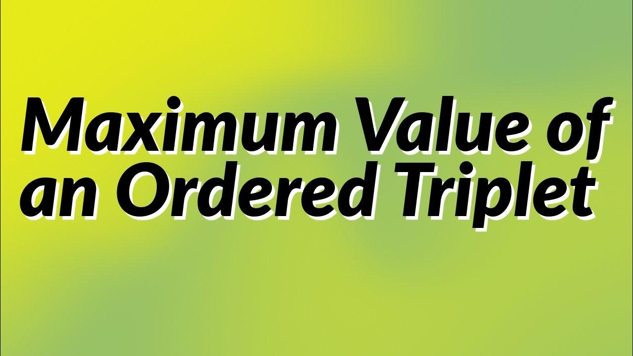 Leetcode 2873 maximum value of an ordered triplet i youtube