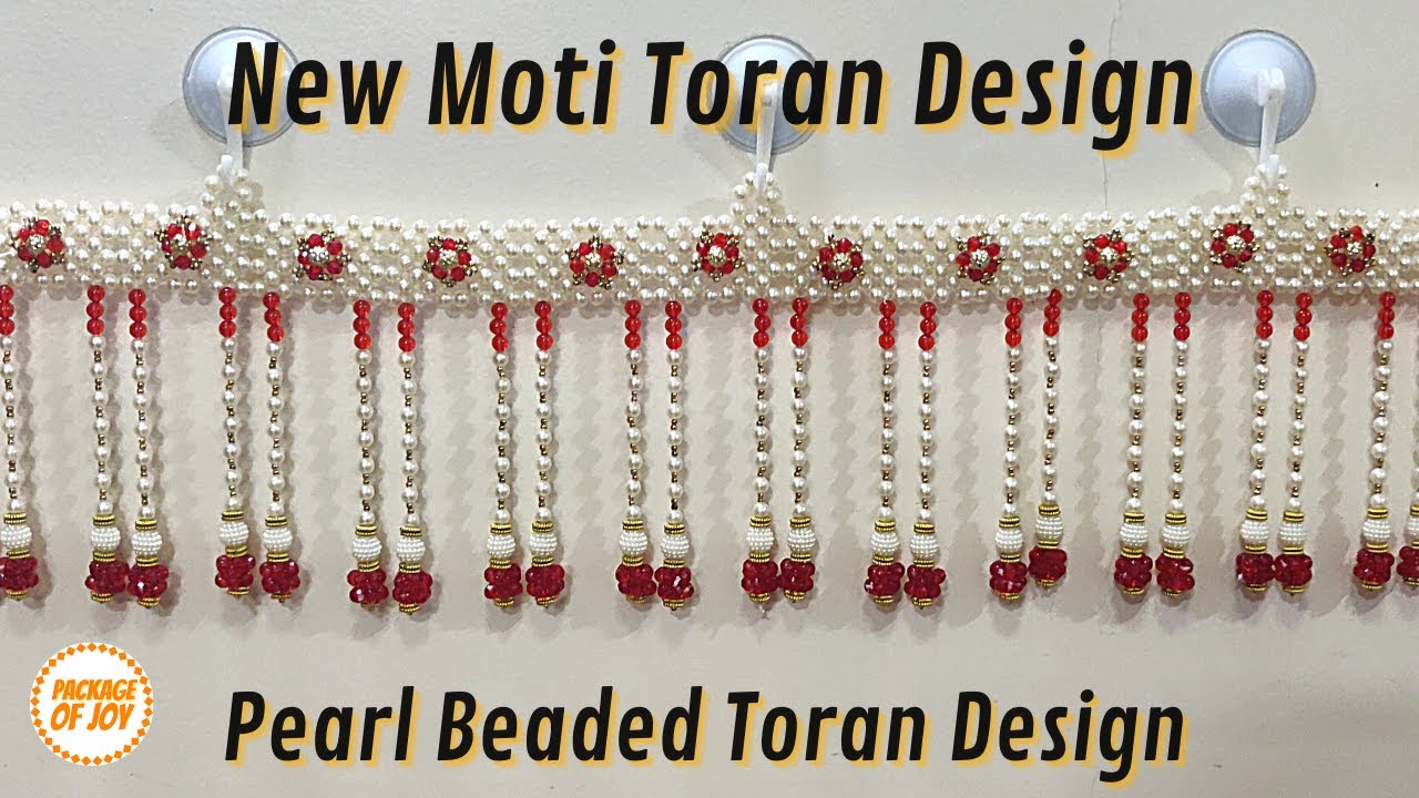 NEW RED & WHITE MOTI TORAN DESIGN RED COLOR PEARL BEADED TORAN ...