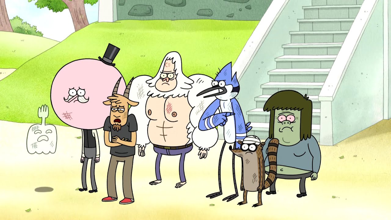Regular Show - Muscle Man Sleep Fighting All The Park Workers - YouTube.