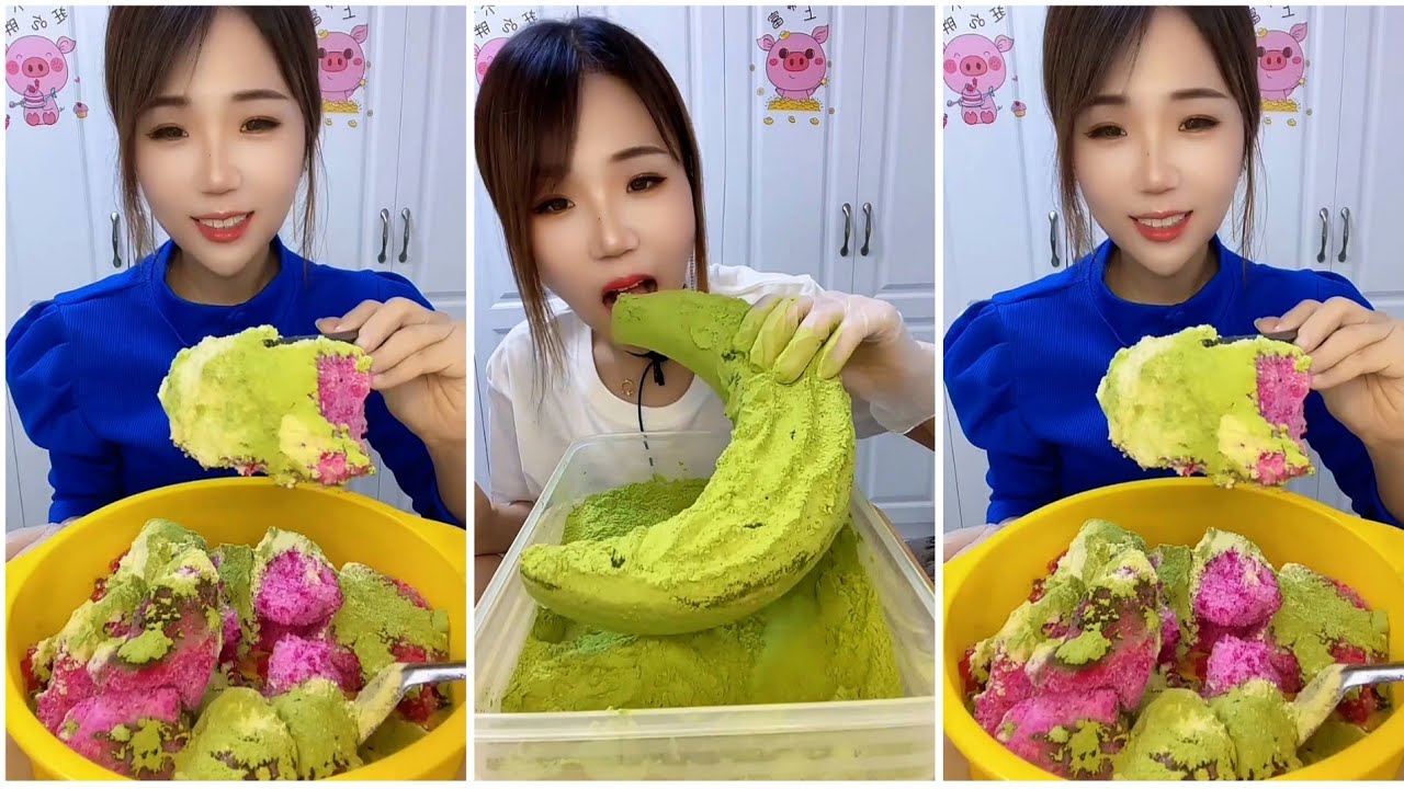 ASMR ICE EATING | MATCHA & MILK POWDER | RELAX VIDEO