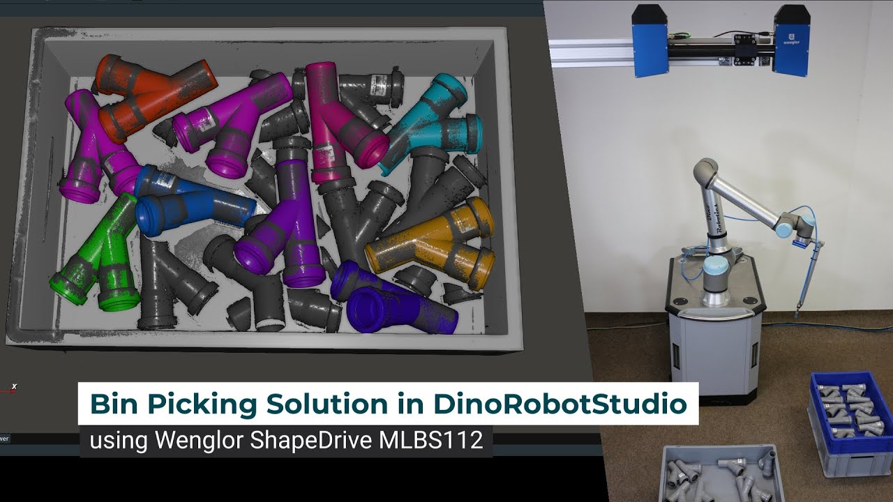 Bin Picking Solution in DinoRobotStudio using Wenglor ShapeDrive MLBS112