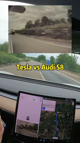 Cheapest Tesla vs Audi S8 on German autobahn!