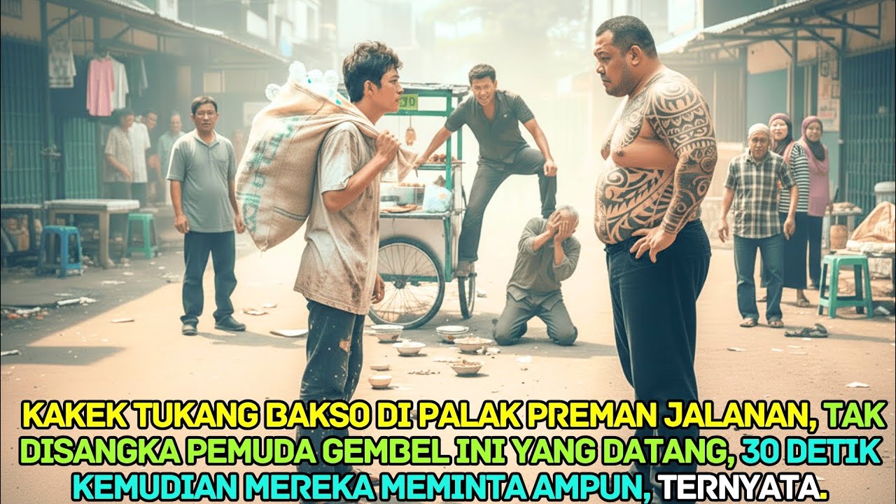 “LAWAN AKU DISINI” pemulung miskin tantang preman yang memalak Kakek tukang bakso.
