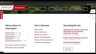 Montclair State University Libraries Website Tour