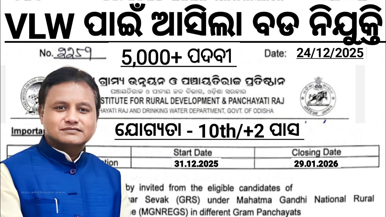 Набор персонала в VLW в Одише / Более 5000 вакансий / Государственные вакансии в Одише 2026 / Пос...