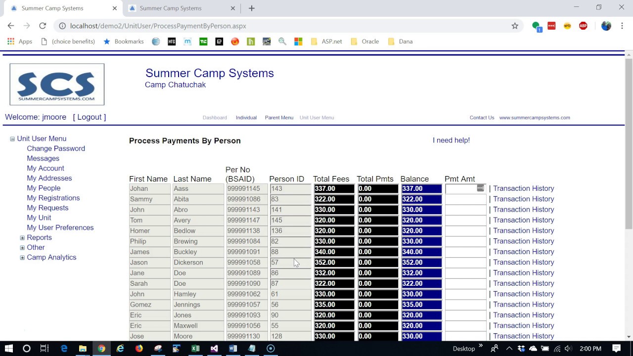 Summer Camp Systems - Creating a Cash or Check Payment Order