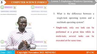 IP-INFO Computer science Form 2 Lesson 7 Exploring a Windows Operating  System