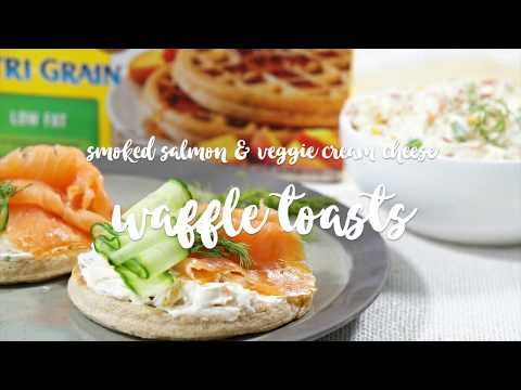 salmon-&-veggie-cream-cheese-waffle-toasts