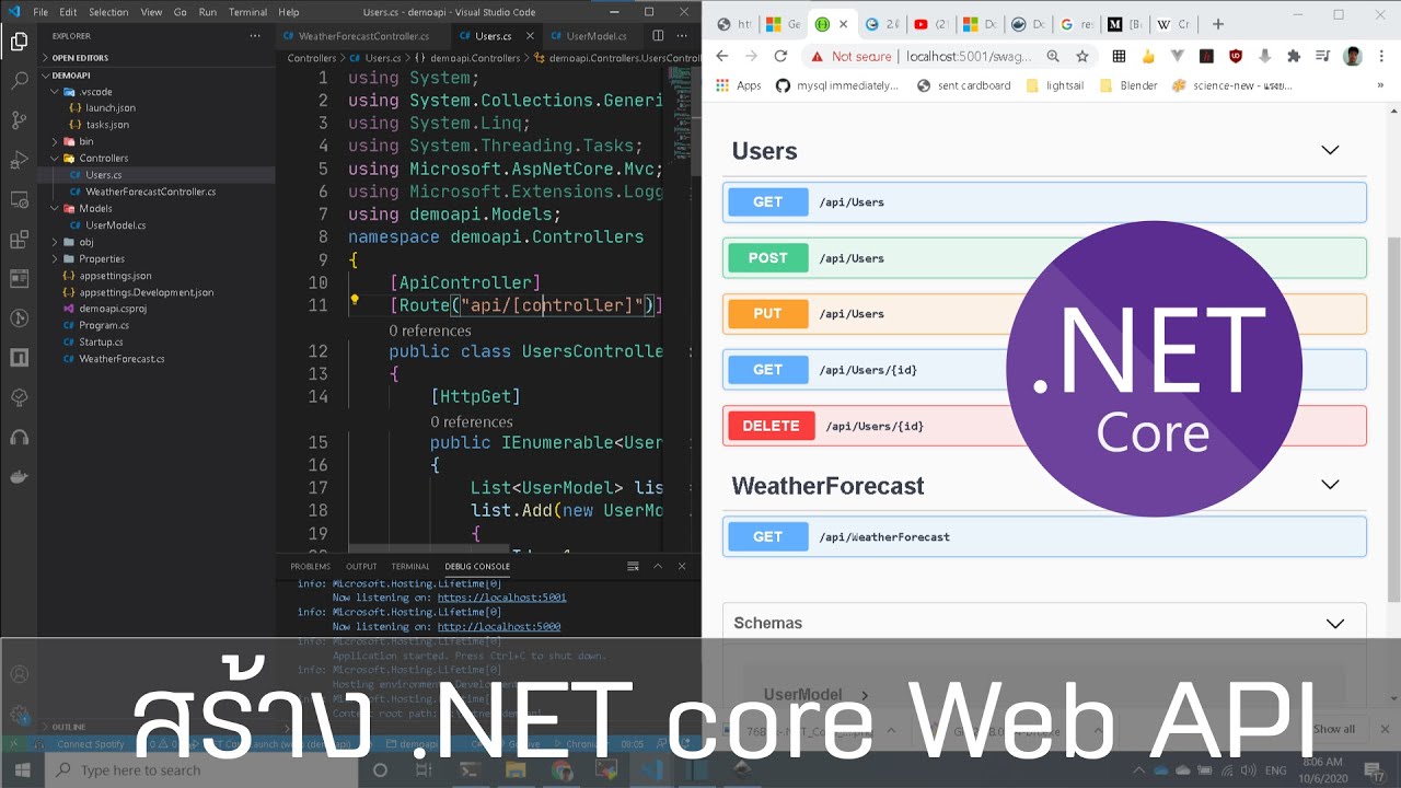 asp.net สอน  2022  สร้าง Web API ด้วย .NET core ใน 30 นาที