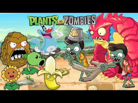 Oggy vs 1000 beach zombies!!! #oggy #plantsvszombies2