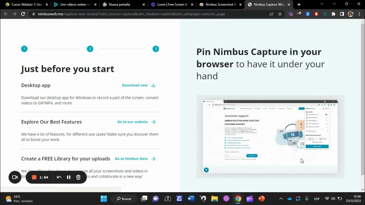 Grabar videos con extensión Nimbus YouTube