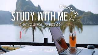 📚 1.5 Hour Study With Me | Pomodoro 25-5 | Chill Piano Lo-Fi | Morning Cafe View by the Bay