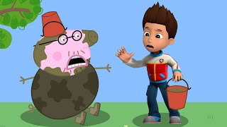 Peppa Pigpaw Patrol狗狗巡邏隊粉紅豬小妹佩佩豬汪汪隊立大功萊德和小豬佩奇爸爸壹起搬運泥巴水